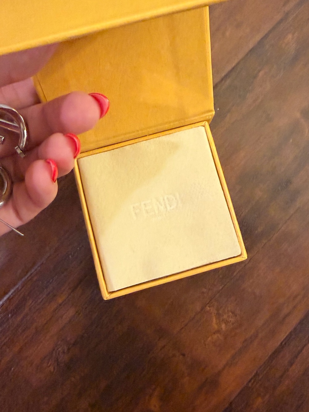 Fendi Silver-Tone Double F Logo Hoop Earrings - Picture 3 of 4